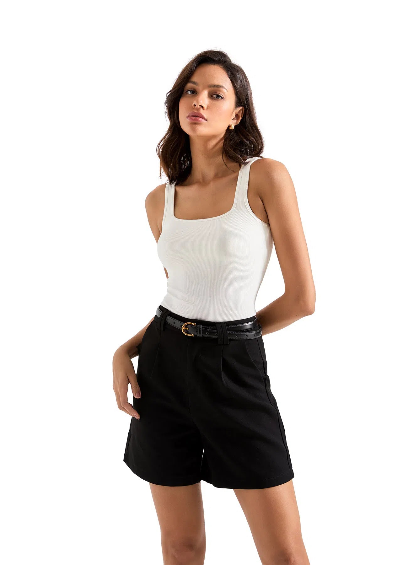 Cotton Ribbed Square Neck Tank Top
