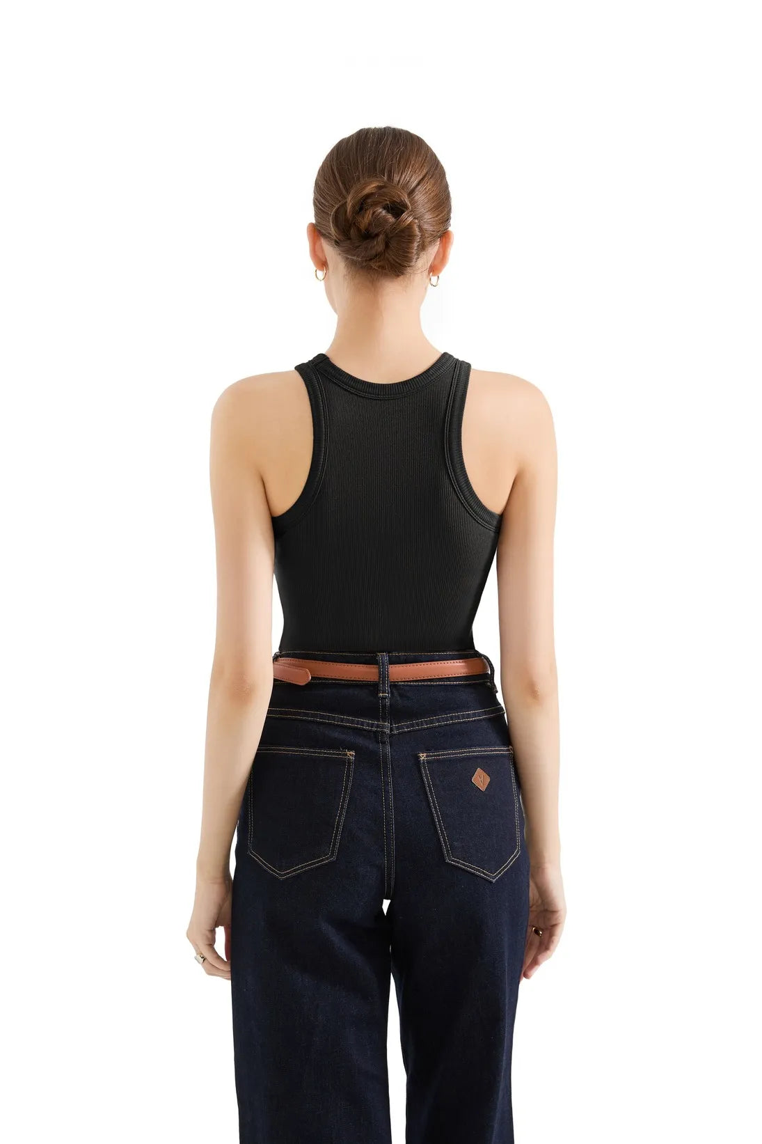 Cotton Ribbed Crew Neck Tank Top