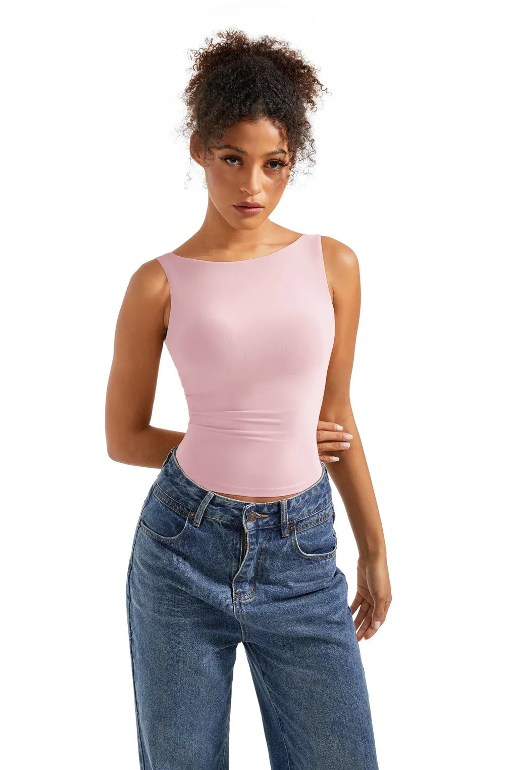 Buttery Soft Backless Boat Neck Tank Top
