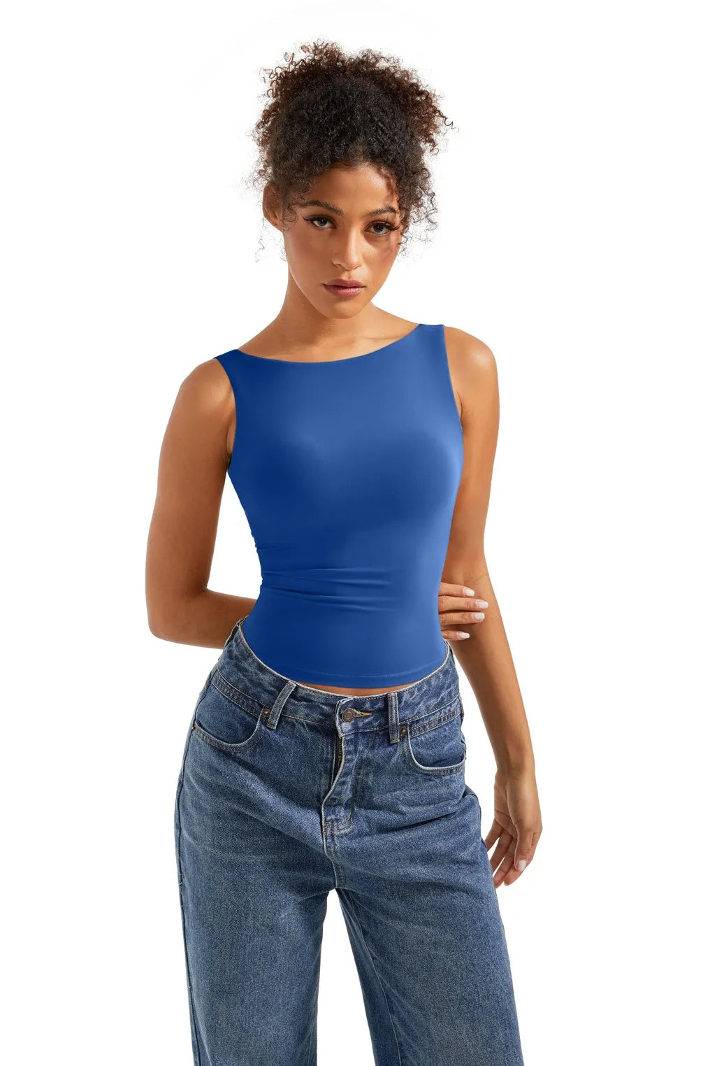 Buttery Soft Backless Boat Neck Tank Top