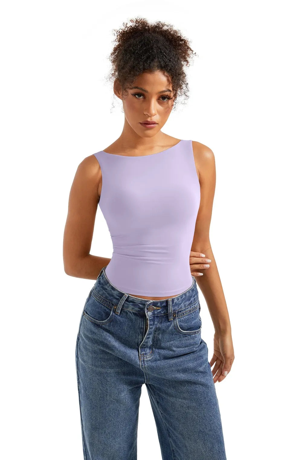 Buttery Soft Backless Boat Neck Tank Top