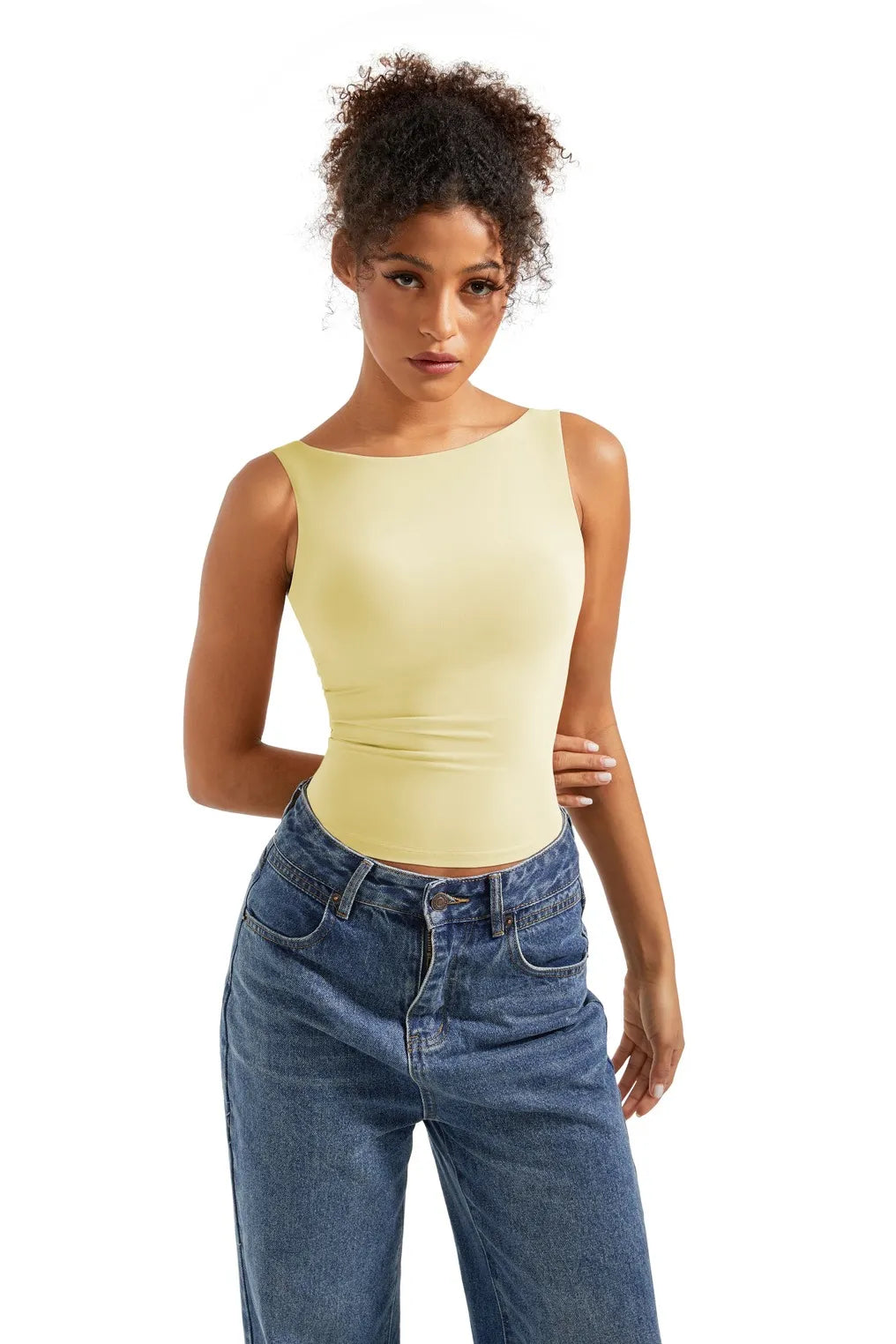 Buttery Soft Backless Boat Neck Tank Top