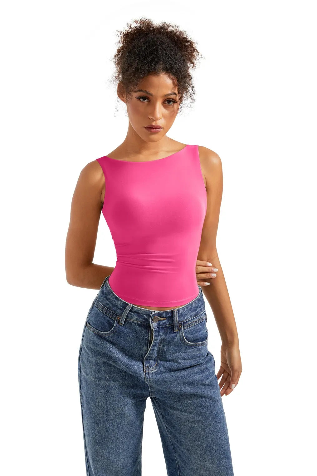 Buttery Soft Backless Boat Neck Tank Top