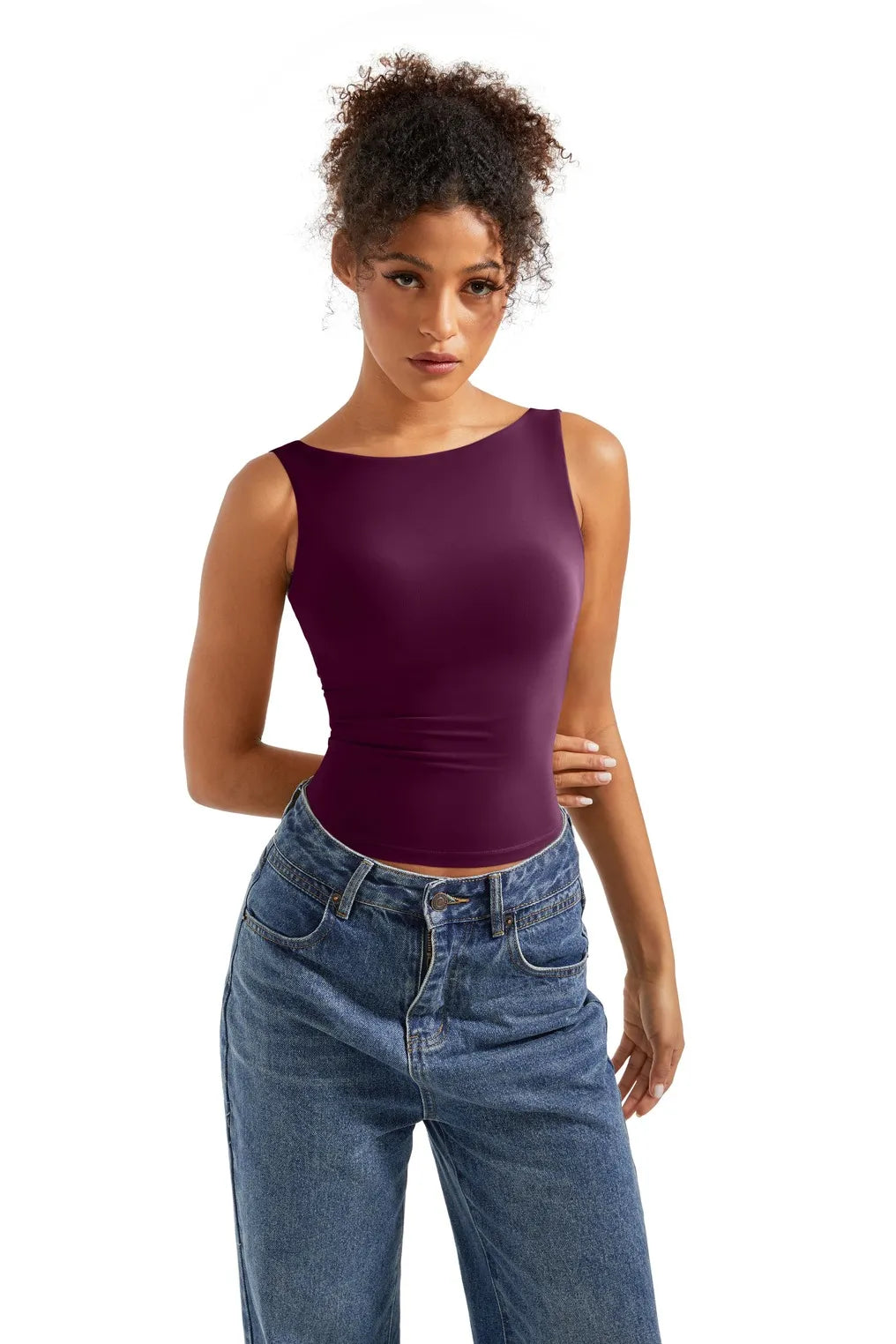 Buttery Soft Backless Boat Neck Tank Top