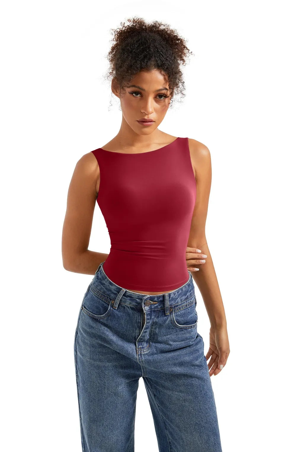 Buttery Soft Backless Boat Neck Tank Top