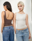 Buttery Soft Backless Boat Neck Tank Top