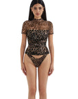 Mesh Mock Neck Shirt-Clothing-SUUKSESS-Leopard-XS-SUUKSESS