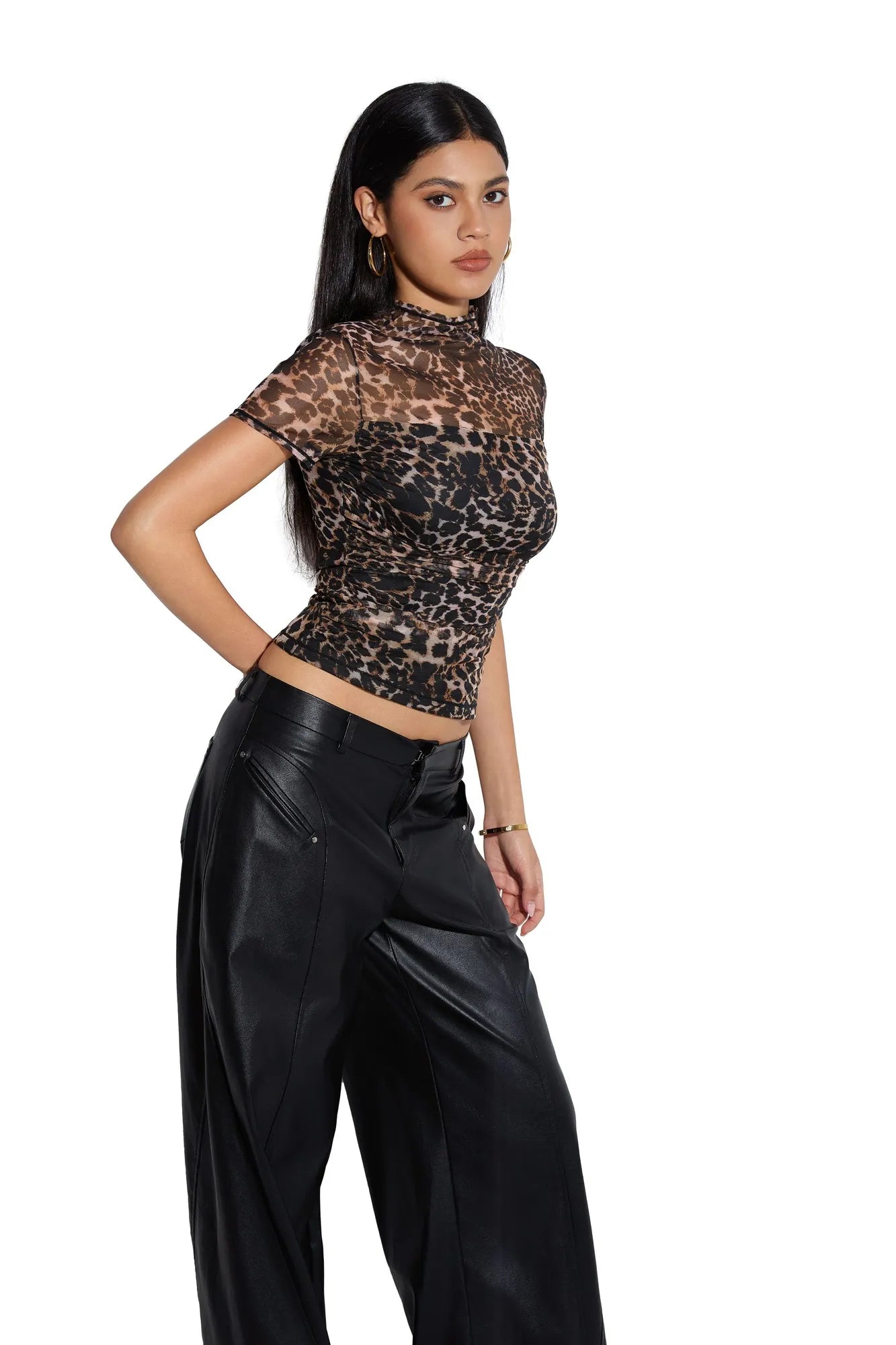 Mesh Mock Neck Shirt-Clothing-SUUKSESS-SUUKSESS