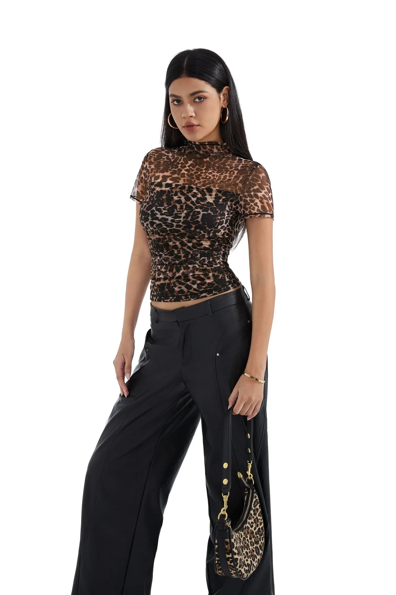 Mesh Mock Neck Shirt-Clothing-SUUKSESS-SUUKSESS