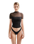 Mesh Mock Neck Shirt-Clothing-SUUKSESS-Black-XS-SUUKSESS