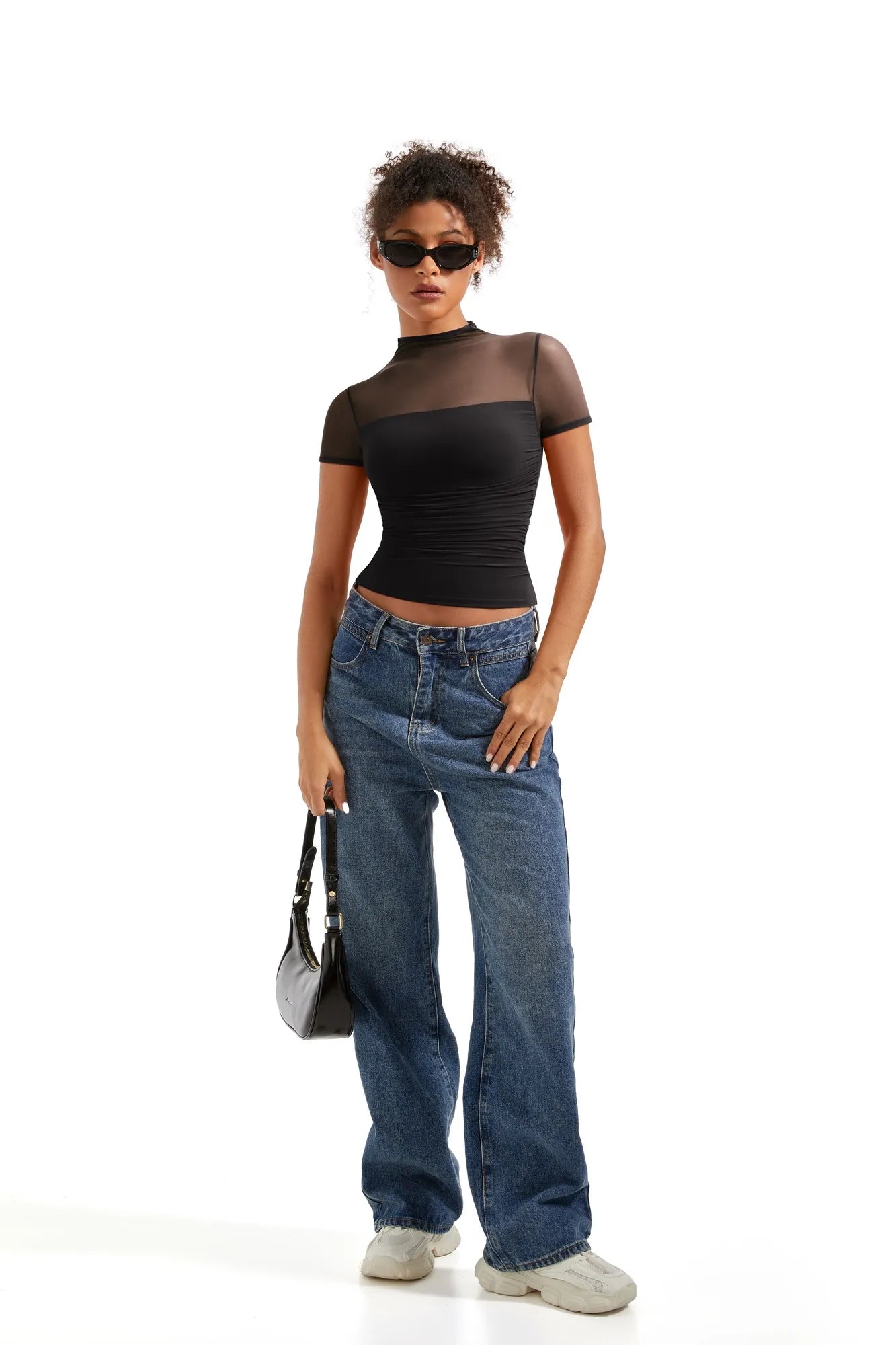Mesh Mock Neck Shirt-Clothing-SUUKSESS-SUUKSESS