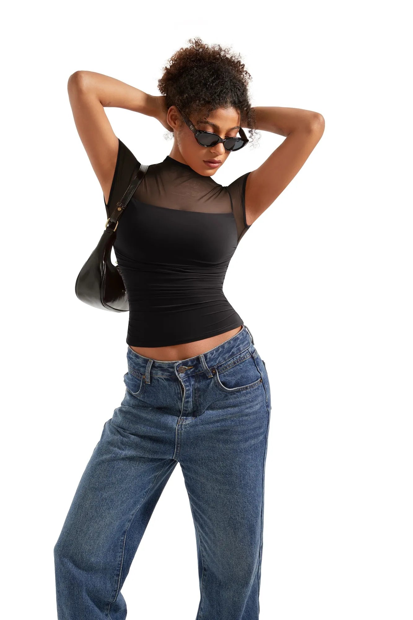 Mesh Mock Neck Shirt-Clothing-SUUKSESS-SUUKSESS