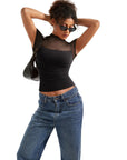 Mesh Mock Neck Shirt-Clothing-SUUKSESS-SUUKSESS