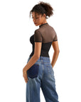 Mesh Mock Neck Shirt-Clothing-SUUKSESS-SUUKSESS