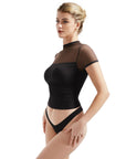 Mesh Mock Neck Shirt-Clothing-SUUKSESS-SUUKSESS