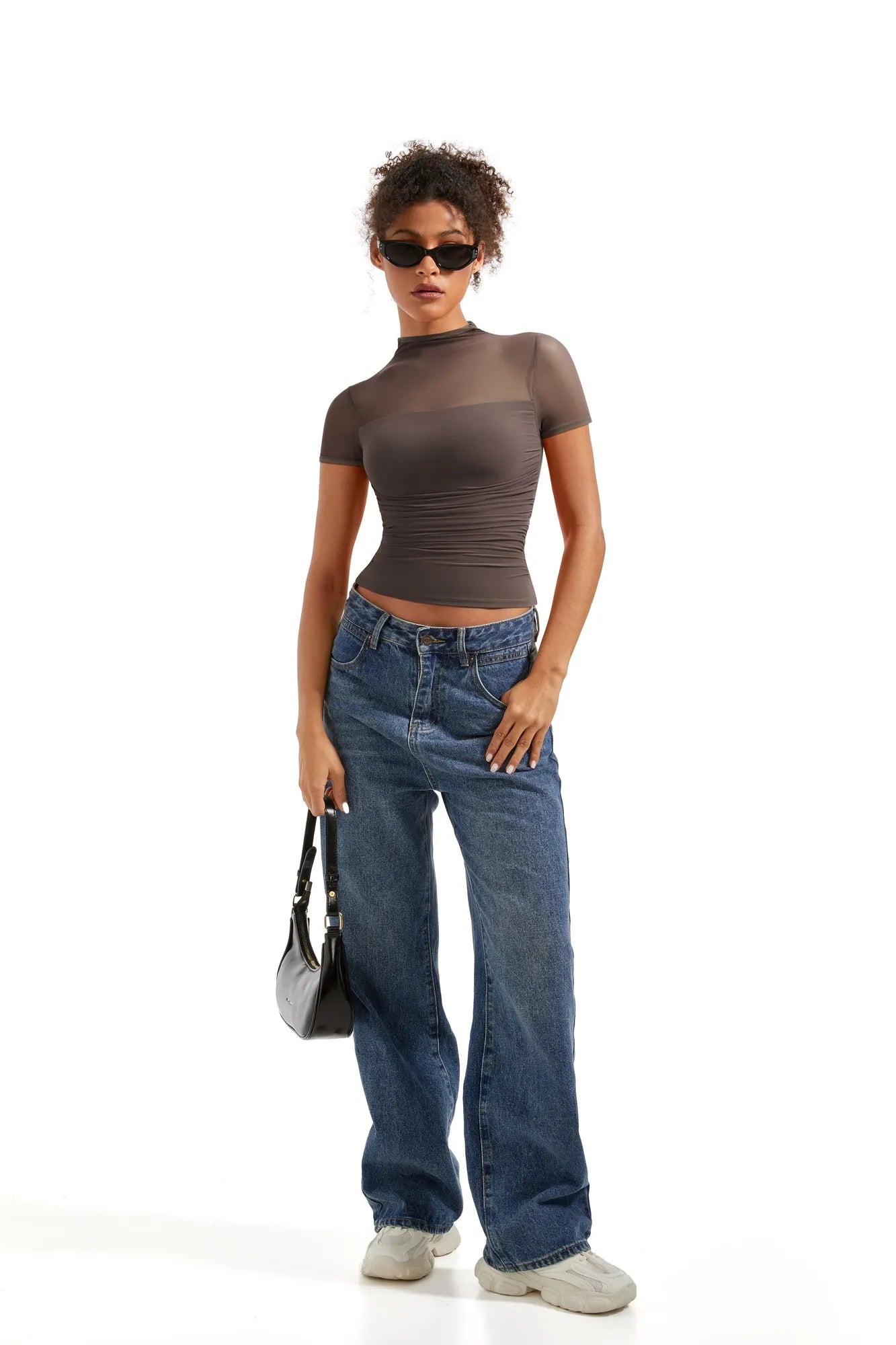 Mesh Mock Neck Shirt-Clothing-SUUKSESS-SUUKSESS