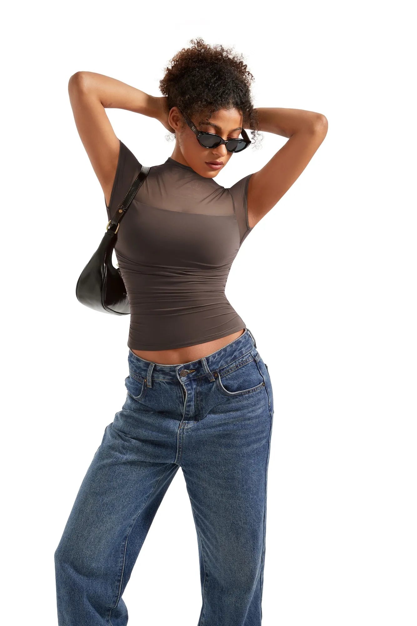 Mesh Mock Neck Shirt-Clothing-SUUKSESS-SUUKSESS
