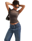 Mesh Mock Neck Shirt-Clothing-SUUKSESS-SUUKSESS