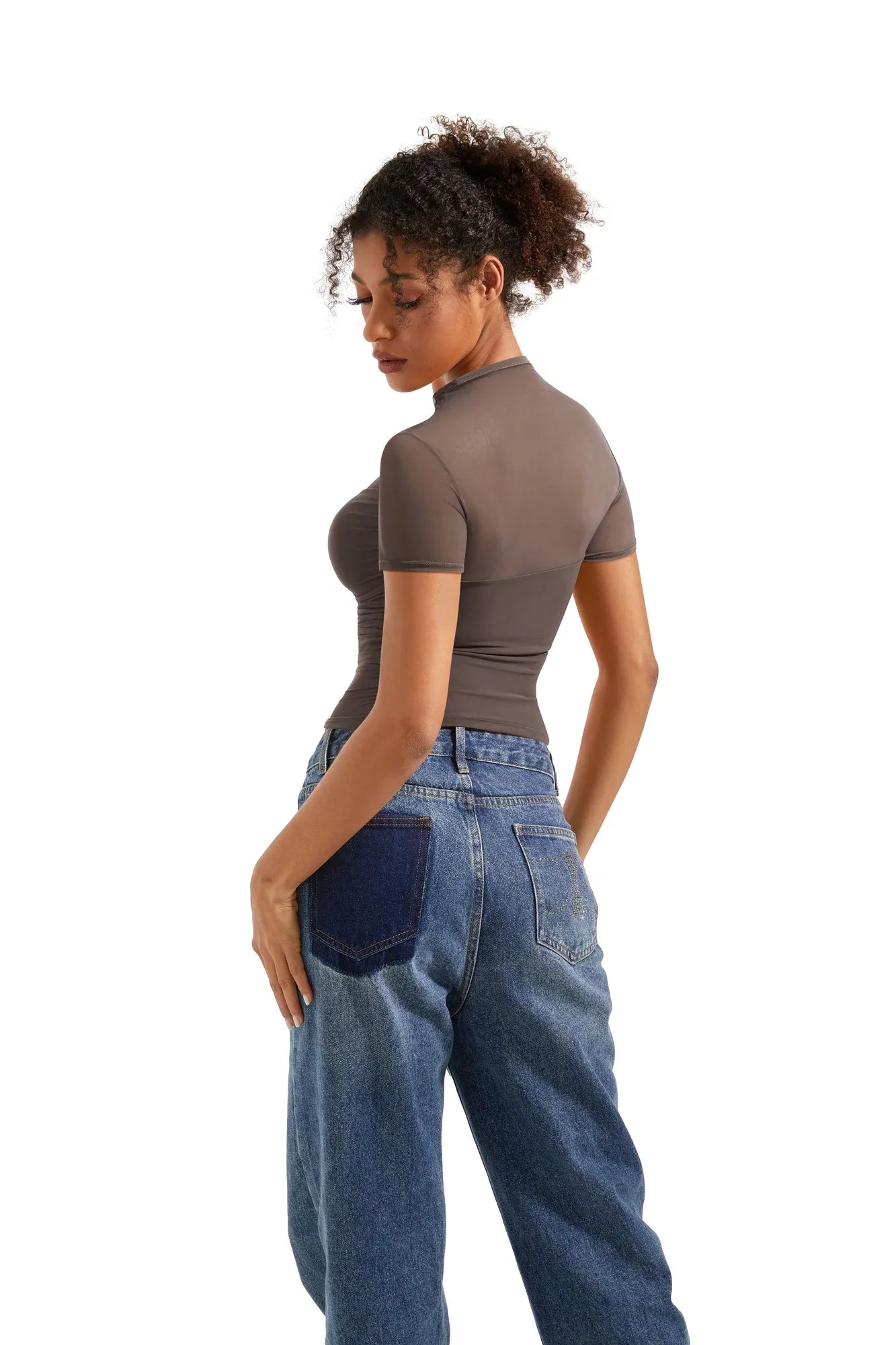Mesh Mock Neck Shirt-Clothing-SUUKSESS-SUUKSESS
