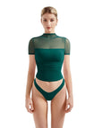 Mesh Mock Neck Shirt-Clothing-SUUKSESS-Dark Green-XS-SUUKSESS