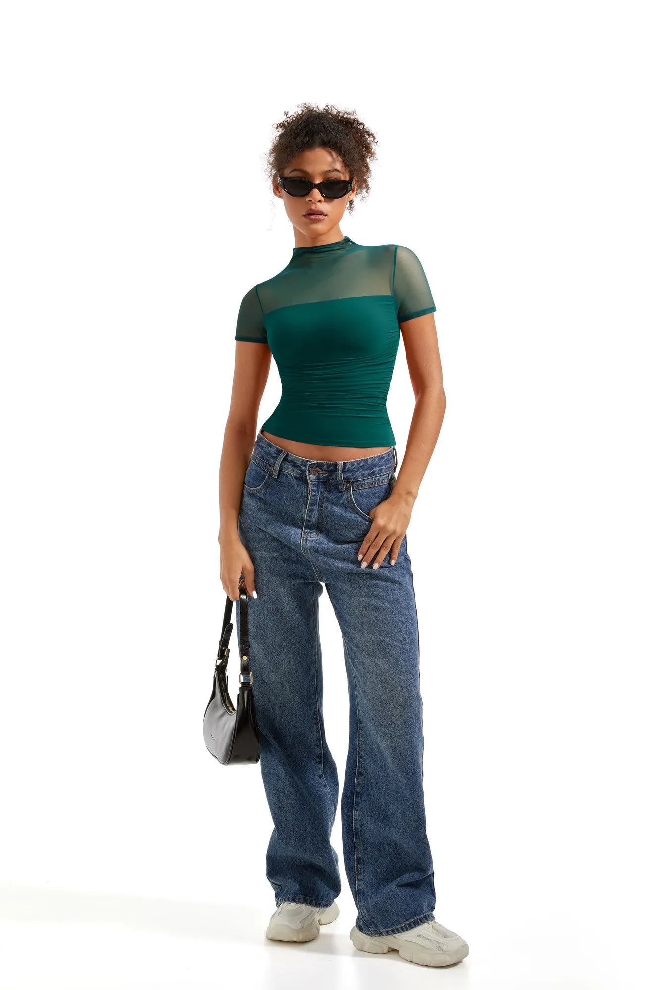 Mesh Mock Neck Shirt-Clothing-SUUKSESS-SUUKSESS