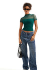 Mesh Mock Neck Shirt-Clothing-SUUKSESS-SUUKSESS