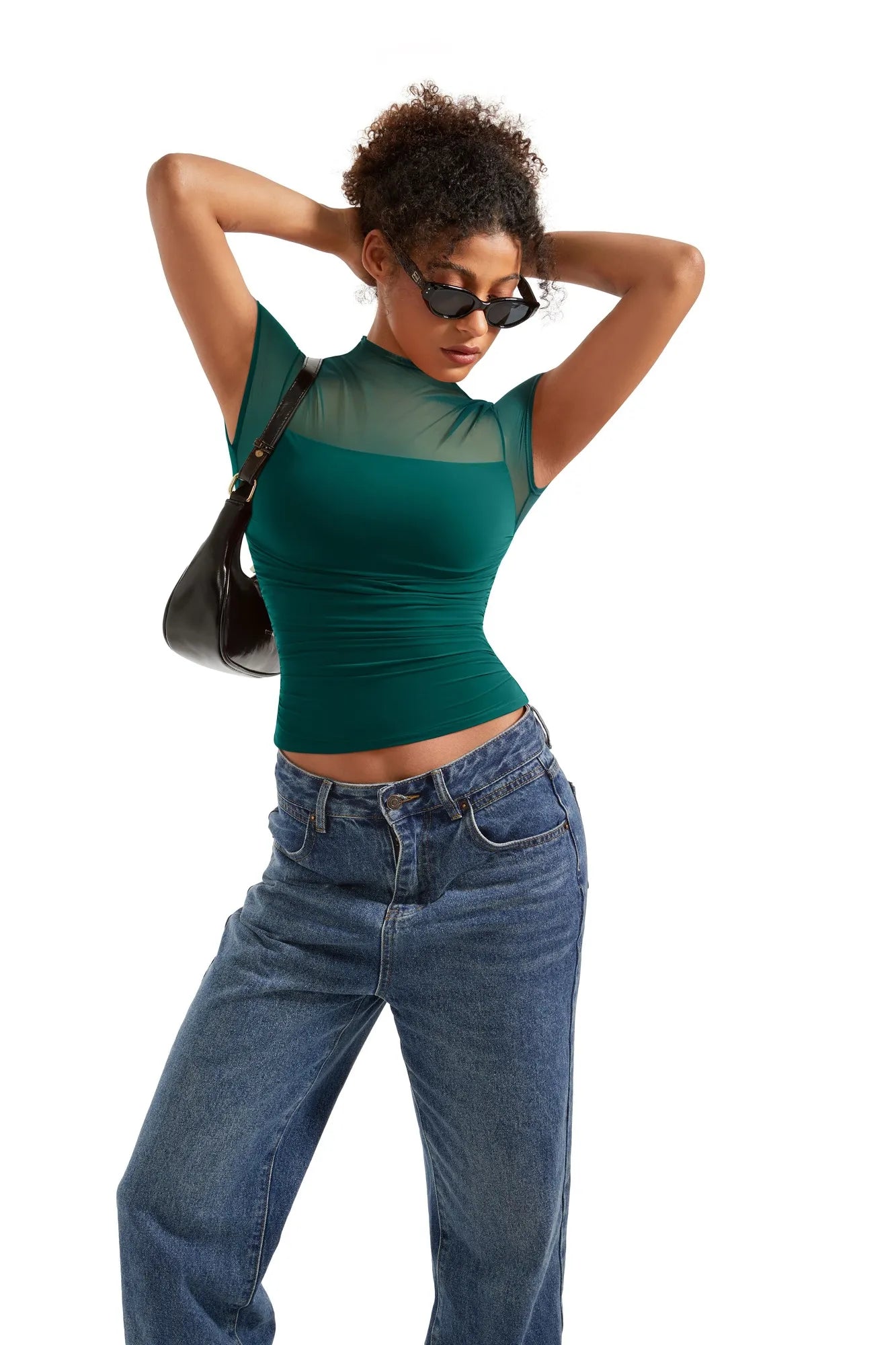 Mesh Mock Neck Shirt-Clothing-SUUKSESS-SUUKSESS