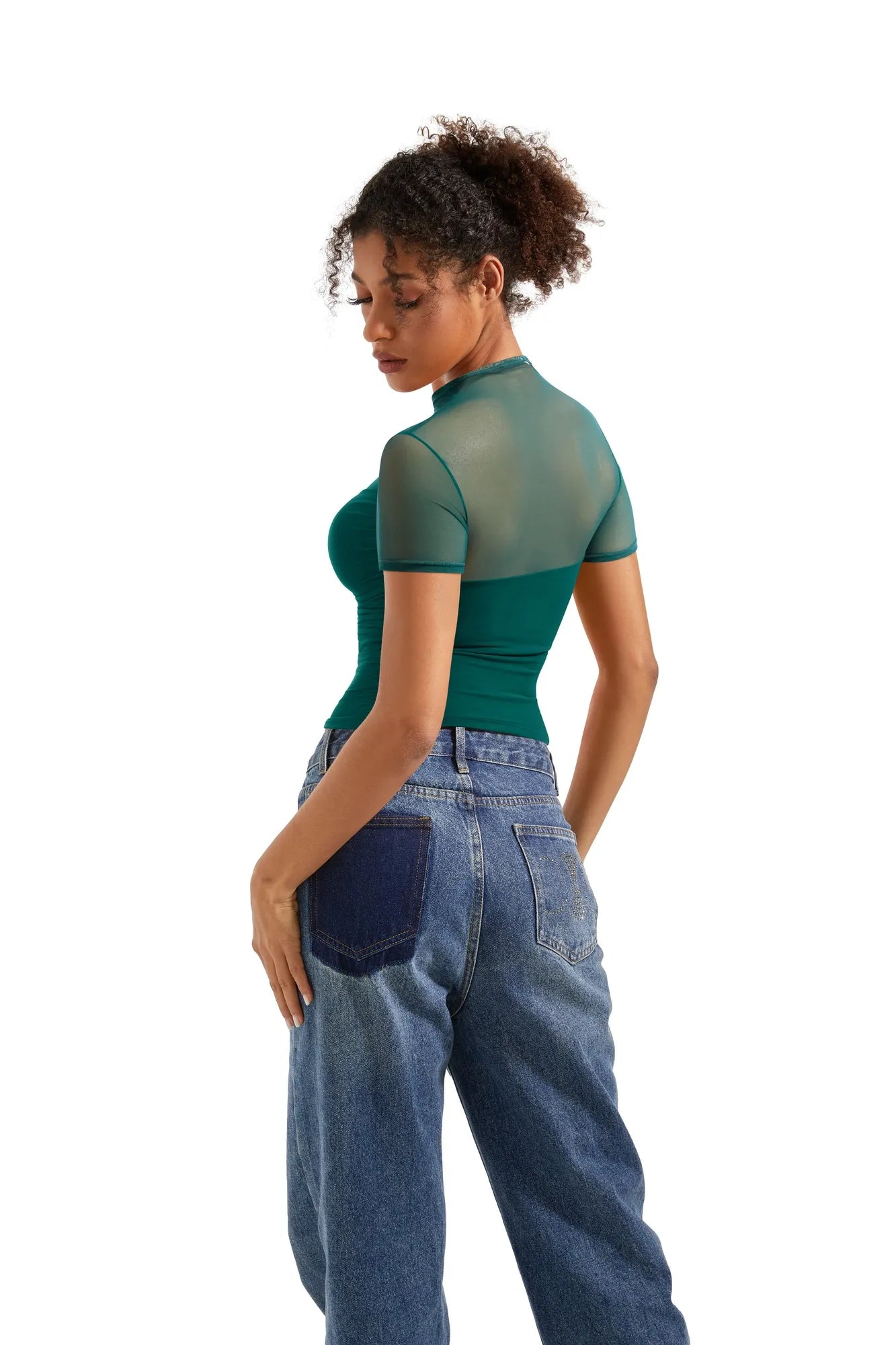 Mesh Mock Neck Shirt-Clothing-SUUKSESS-SUUKSESS