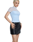 Mesh Mock Neck Shirt-Clothing-SUUKSESS-SUUKSESS