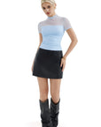 Mesh Mock Neck Shirt-Clothing-SUUKSESS-SUUKSESS