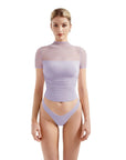 Mesh Mock Neck Shirt-Clothing-SUUKSESS-Purple-XS-SUUKSESS