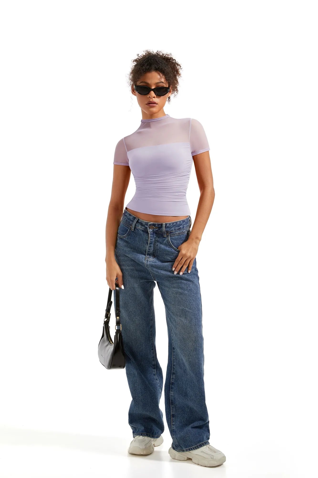 Mesh Mock Neck Shirt-Clothing-SUUKSESS-SUUKSESS