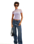Mesh Mock Neck Shirt-Clothing-SUUKSESS-SUUKSESS