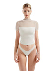 Mesh Mock Neck Shirt-Clothing-SUUKSESS-White-XS-SUUKSESS