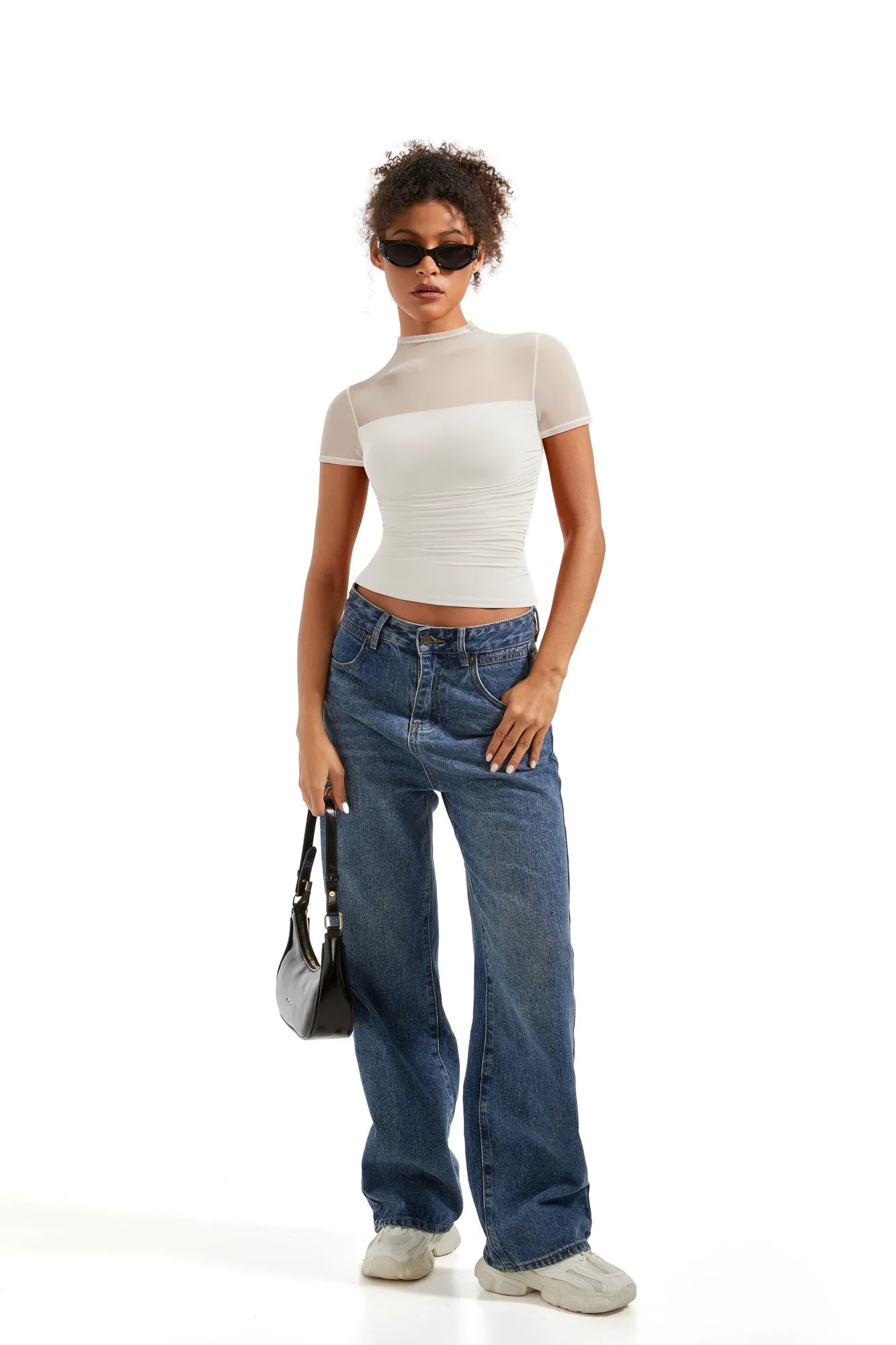 Mesh Mock Neck Shirt-Clothing-SUUKSESS-SUUKSESS