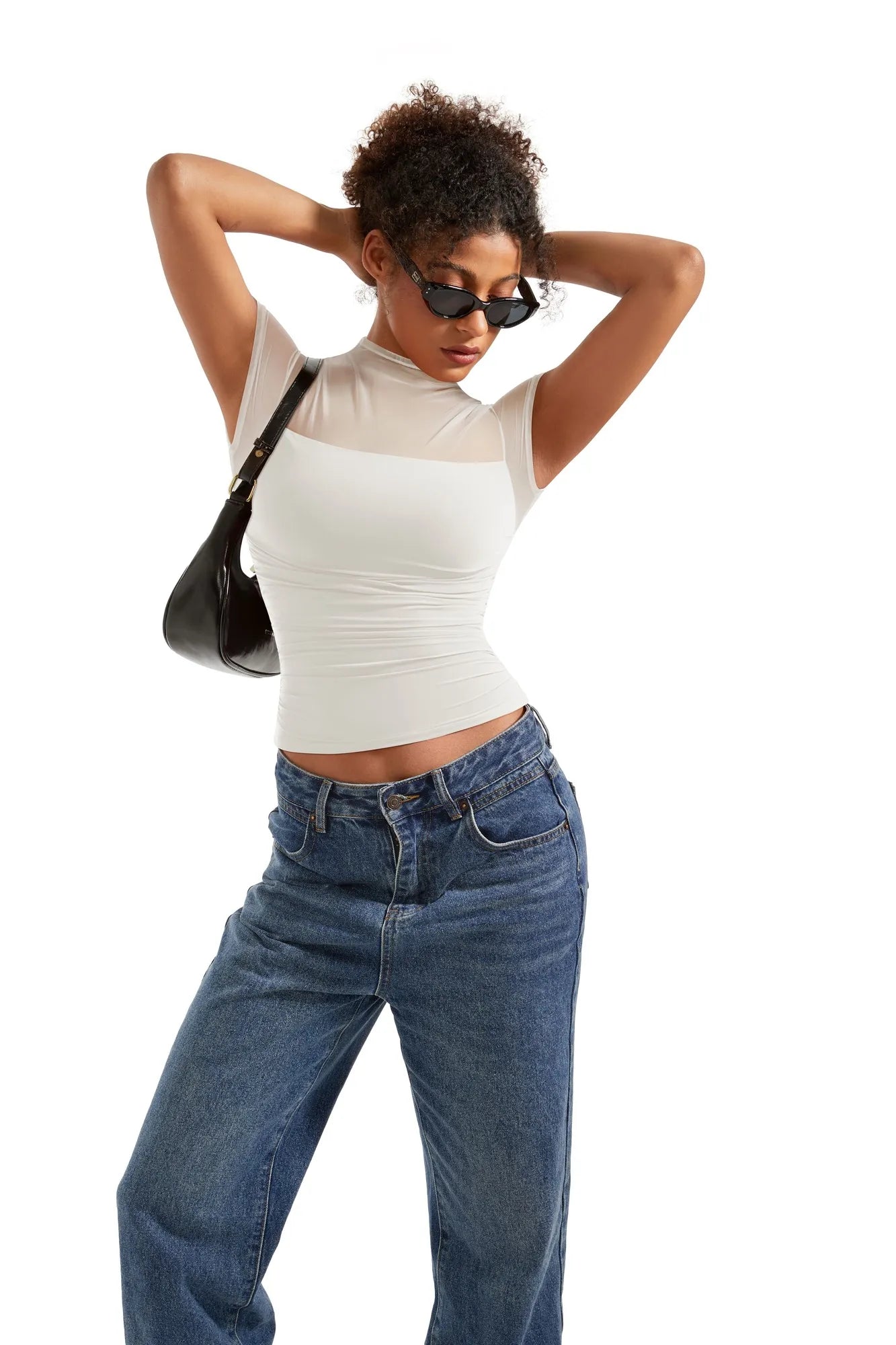 Mesh Mock Neck Shirt-Clothing-SUUKSESS-SUUKSESS