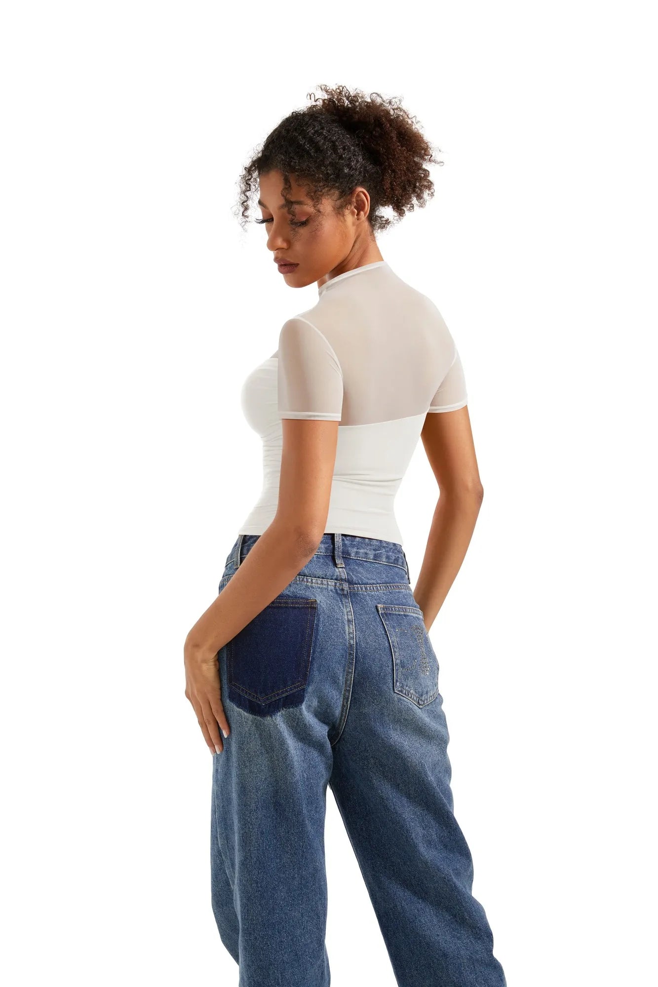 Mesh Mock Neck Shirt-Clothing-SUUKSESS-SUUKSESS