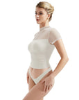 Mesh Mock Neck Shirt-Clothing-SUUKSESS-SUUKSESS