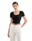 Cotton Ribbed Scoop Neck Shirt