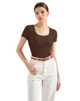 Cotton Ribbed Scoop Neck Shirt