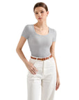 Cotton Ribbed Scoop Neck Shirt