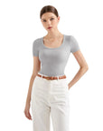 Cotton Ribbed Scoop Neck Shirt