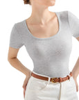 Cotton Ribbed Scoop Neck Shirt