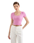 Cotton Ribbed Scoop Neck Shirt