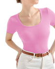 Cotton Ribbed Scoop Neck Shirt