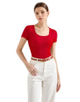 Cotton Ribbed Scoop Neck Shirt
