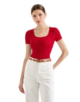 Cotton Ribbed Scoop Neck Shirt