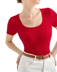 Cotton Ribbed Scoop Neck Shirt