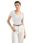 Cotton Ribbed Scoop Neck Shirt