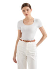 Cotton Ribbed Scoop Neck Shirt